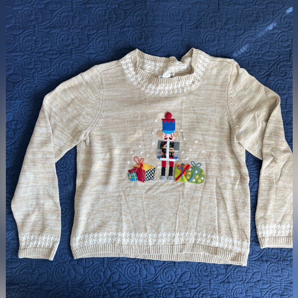 Vintage large Christopher & Banks hand embroidered Christmas sweater.Toy soldier